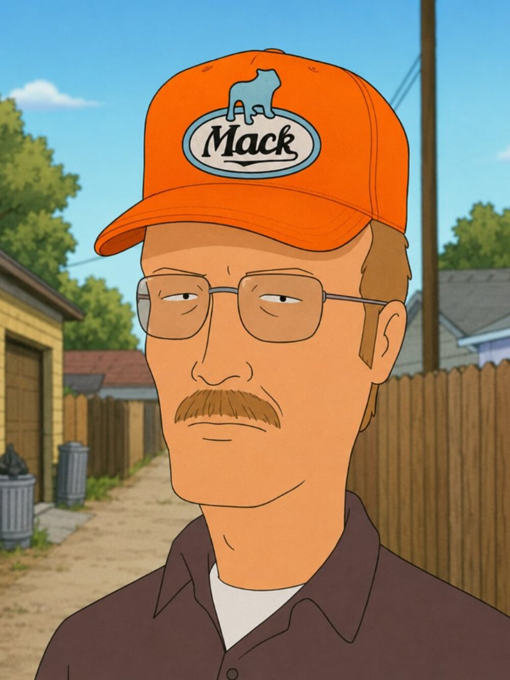 King Of The Hill DALE Mack Logo Trucker Hat in Bright Orange